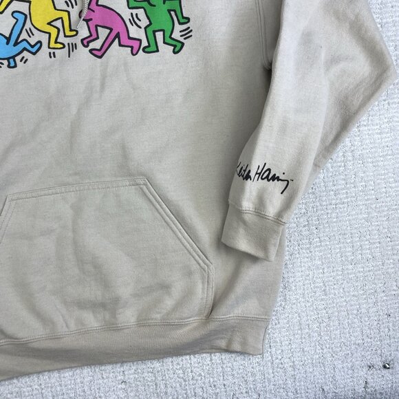 Keith Haring Foundation Sweatshirt Mens M Cream Off-white Graphic Print Hoodie - Picture 5 of 16